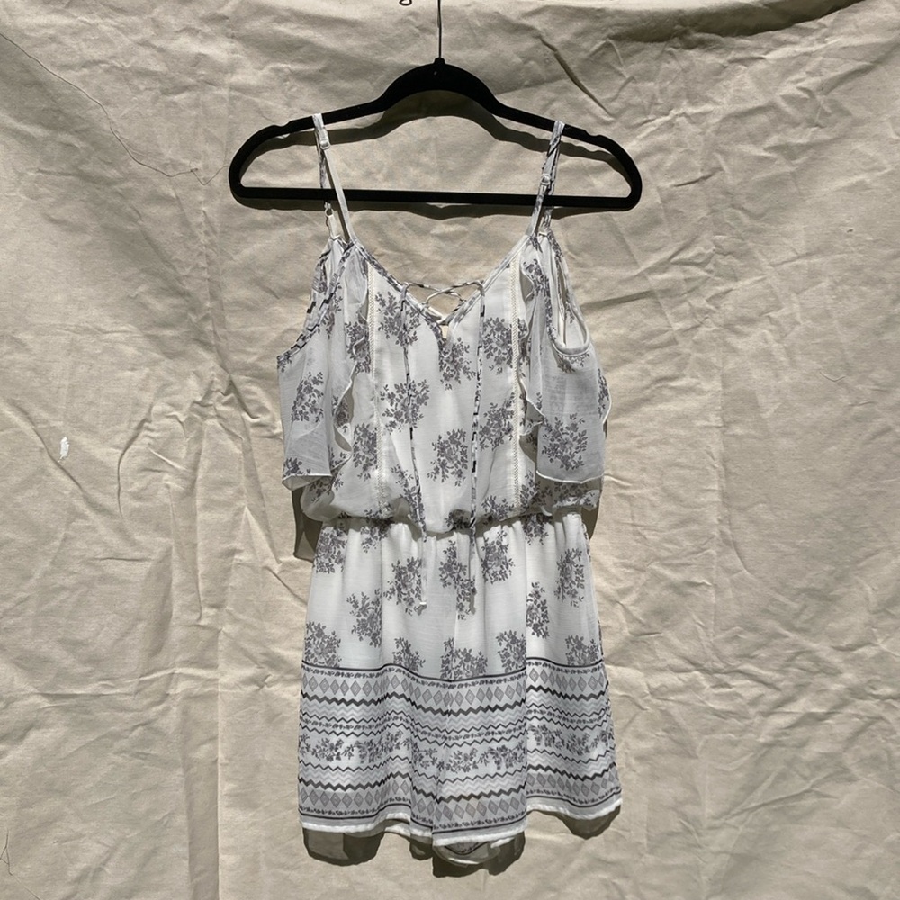 Trixxi Black and White Ruffled Tie Front Jumpsuit